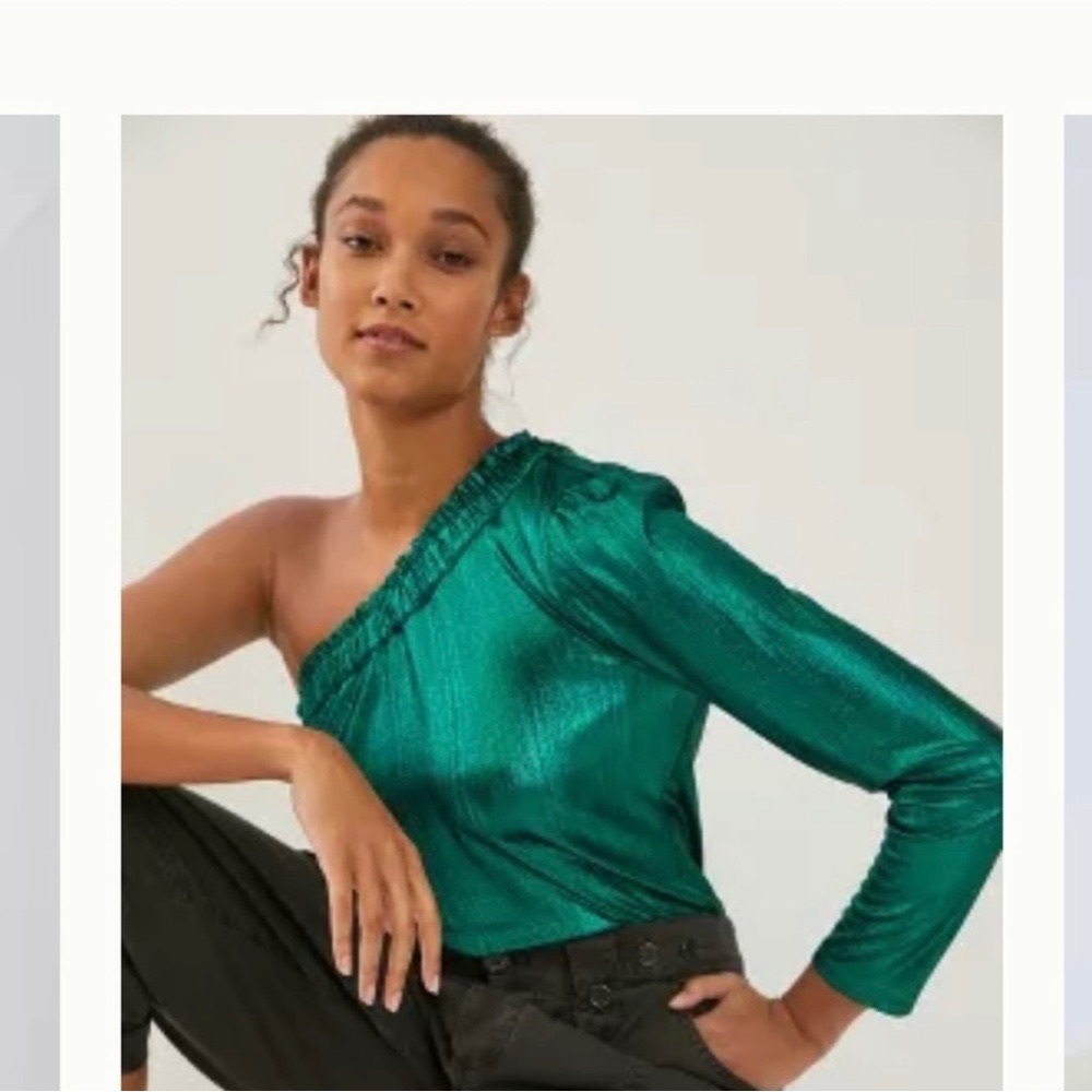 Anthropologie. NWT. Current Air. Asymmetrical. Emerald Green/Blue Shimmer Top.